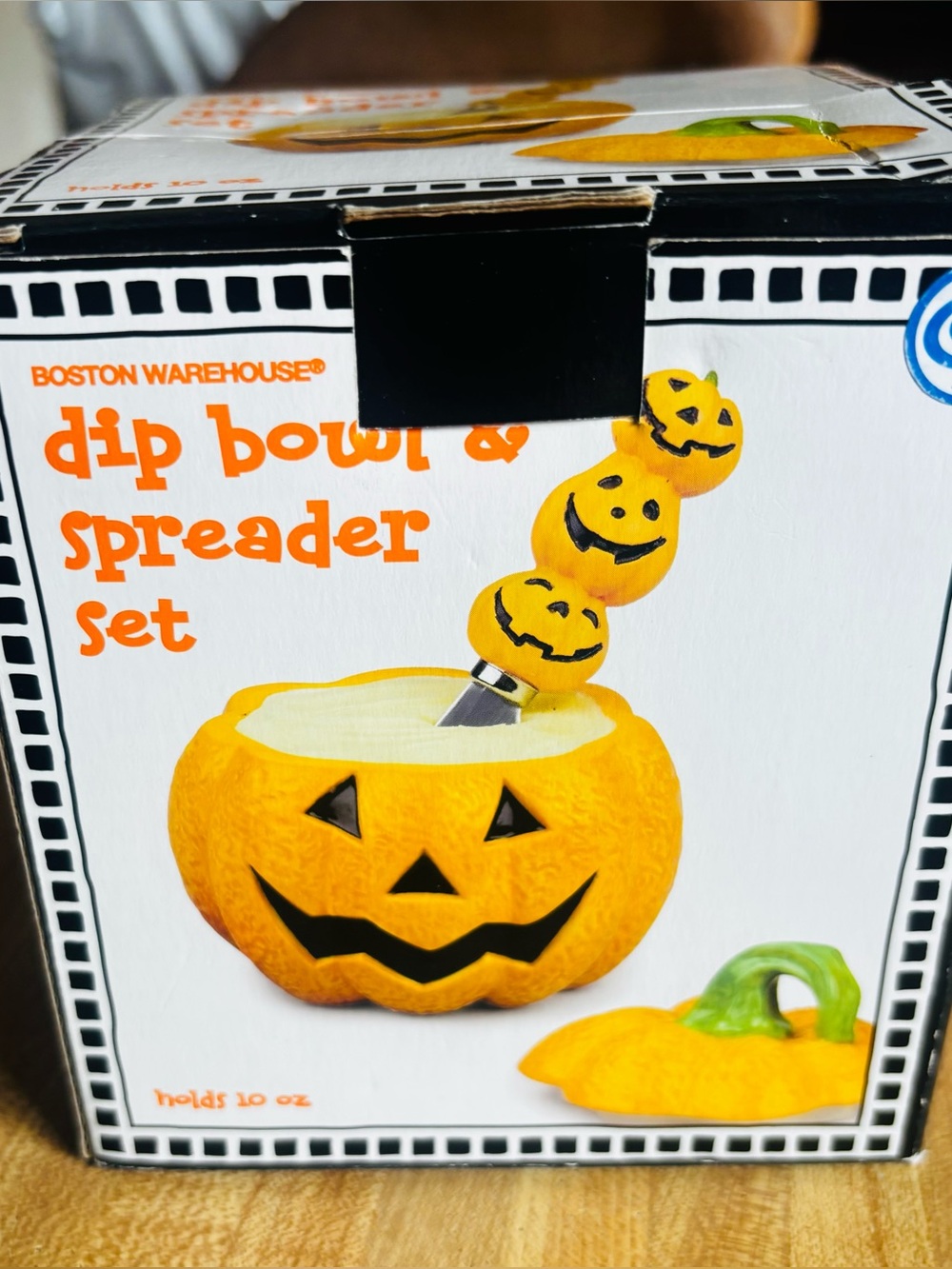 Boston Warehouse Halloween Pumpkin Dip Bowl & Spreader Set - Orange